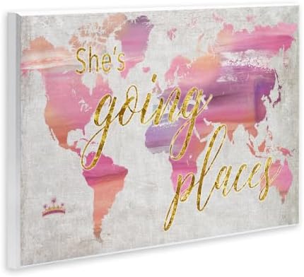 Glam Pink Ombre Map Travel, 13 x 19 Inch Mounted Print on Wall Plaque - Image 2