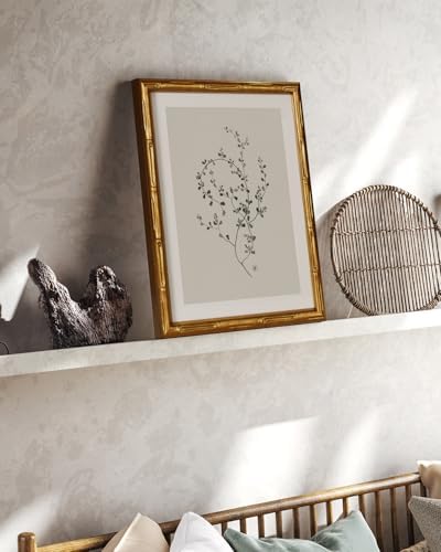 InSimSea Gold Bamboo Framed Wall Art, Floral Botanical Prints - Image 2
