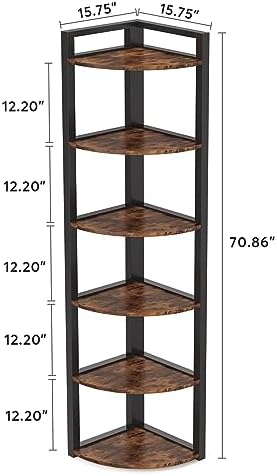 Tribesigns 6 Tier Corner Shelf, 70.9 Inch Tall Corner Bookshelf Small Bookcase - Image 2