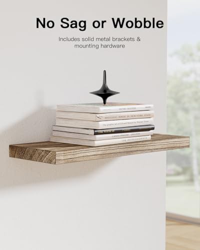 Amada Floating Shelves for Wall, Paulownia Wood, Light Brown - Image 4