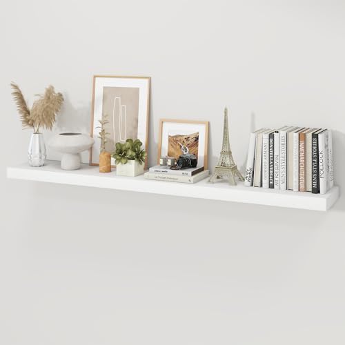 48" White Floating Shelves Wood Wall Shelf by Ornawit