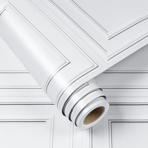 FunStick 17.5x276 White Peel and Stick Wallpaper White Faux 3D Tin Ceiling Tile - Image 4