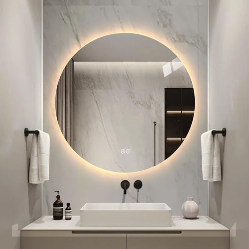 LAIYA 36 Inch Round LED Bathroom Mirror Frameless Backlit Anti-Fog Dimmable by LAIYA
