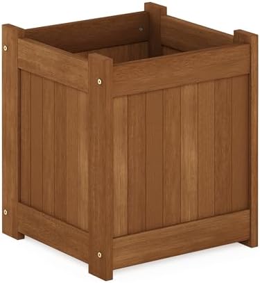 Furinno TIOMAN Planter Box, Hardwood Flower Box, Cube Garden Box, in Teak Oil - Image 7