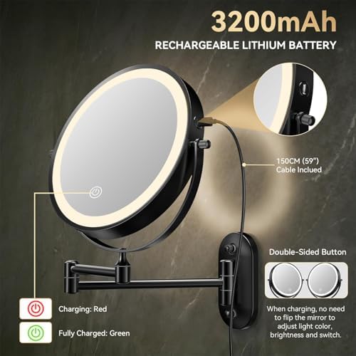 Auxmir 1X/30X Wall Mounted Makeup Mirror - Image 3