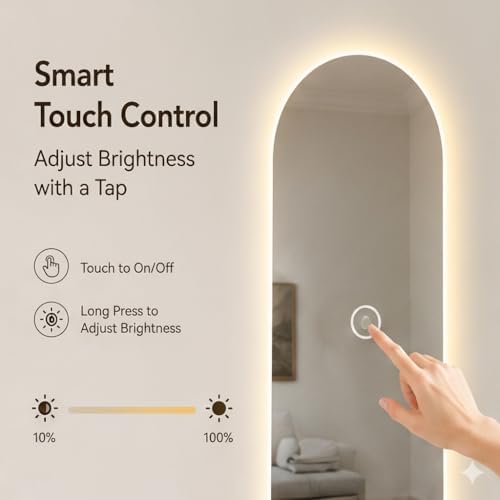 LAIYA 71" L x 32" W Archway LED Full Length Mirror - Image 4
