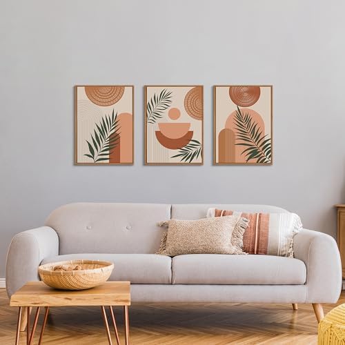 3 Pcs Terracotta Botanical Framed Canvas Wall Art Prints Abstract 16"x24" - Image 5