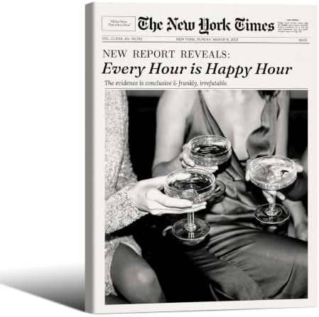 Retro Black and White Newspaper Wall Art 16x20inch Wooden Framed Every Hour Is by Unknown