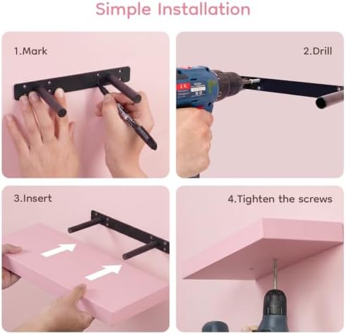 15.7in Pink Floating Wall Shelves, Home Decor - Image 7