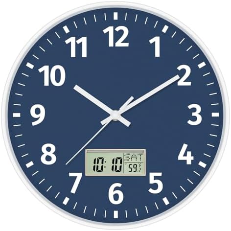 Foxtop 12 Inch Digital and Analog Wall Clock Battery Operated Clock by Foxtop