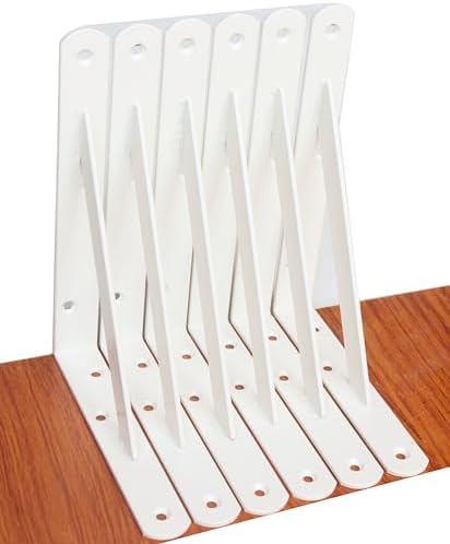 6 Pack L8 x H 6" White Heavy Duty Shelf Brackets by MHMYDZ