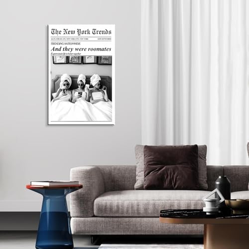 Vintage Black And White Newspaper Canvas Wall Art Trendy And They Were - Image 7