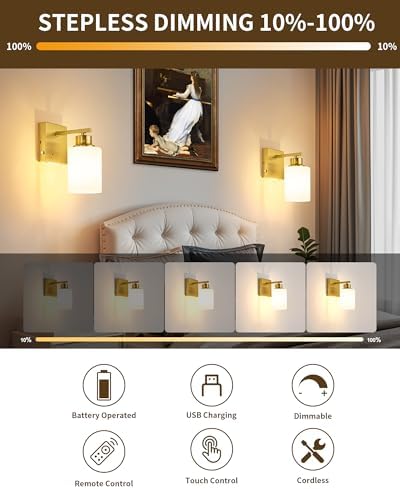 Wireless Battery Operated Wall Sconce Set of Two - Image 2