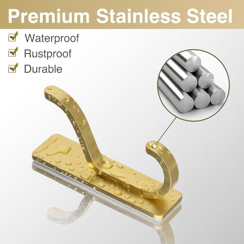 Adhesive Wall Hooks for Towel/Coat, 13Lb Strong Stick-On Hooks - Image 3