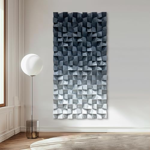 LIUZEYUE - Large Blue and White 3D Wooden Block Wall Art 3D Art Wall Decor by Unknown