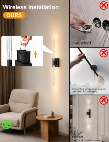 Crystal Bubble Rechargeable Wall Sconces Set of 2, Wireless Modern Lights - Image 5