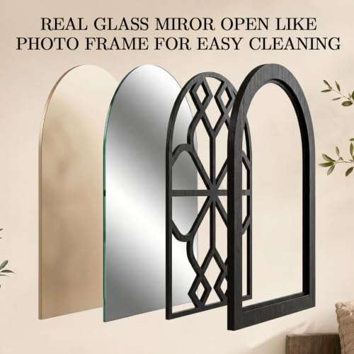 Set of 2 Arched Window Wall Mirror, Rustic Farmhouse Accent Mirror - Image 4