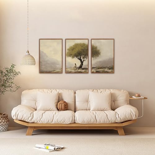 HLNIUC Jesus Sitting Under Olive Tree Canvas Wall Art, Religious Christian Wall - Image 3