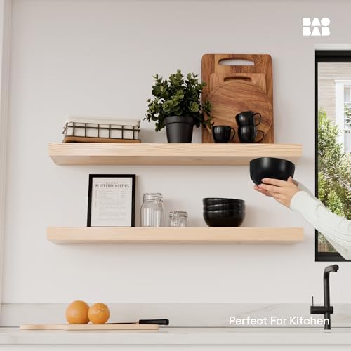 Solid Wood Floating Shelves for Wall 30 Inches Long, Natural Wood Shelf - Image 2
