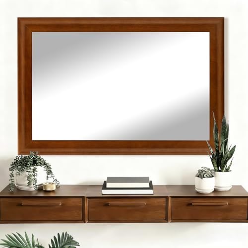 Rustic Wood Wall Mirror for Bathroom, Rectangle 24 x 36 inch Vanity Mirrors - Image 3