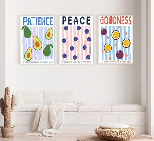 Fruit of the Spirit Bible Verses Wall Art Minimalist Striped Christian Poster - Image 6