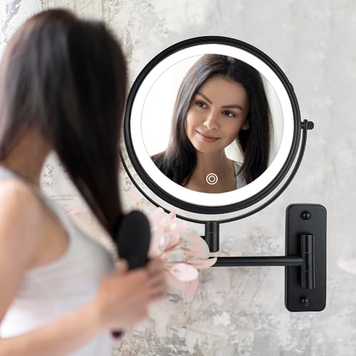 JANEEVA 8" Wall Mounted Lighted Makeup Mirror, Rechargeable Double Sided 1X/10X - Image 2