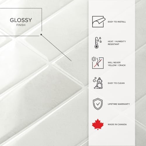 Smart Tiles Peel and Stick backsplash, Stacked White & Grey - Image 5