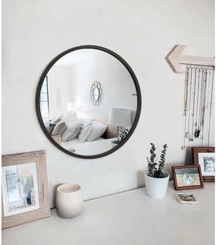 JJUUYOU Circle Wall Mirror 24 Inch Large Round Wall Mounted Antique Mirror - Image 6