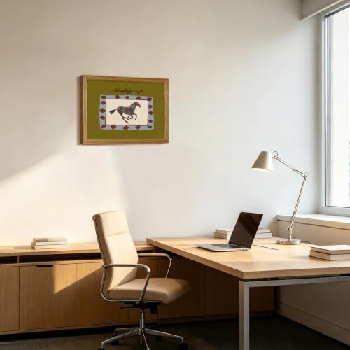 Framed Western Cowboy Wall Art Horse Giddyup Canvas Print Decor - Image 2