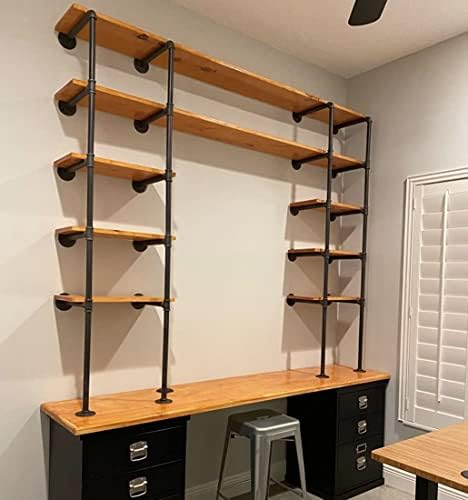 Industrial Retro Wall Mount iron Pipe Shelf, DIY Open Bookshelf, Hung Bracket - Image 5