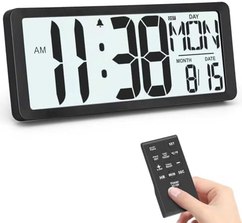 XREXS 14.5 Inch Battery Operated Digital Wall Clock by XREXS