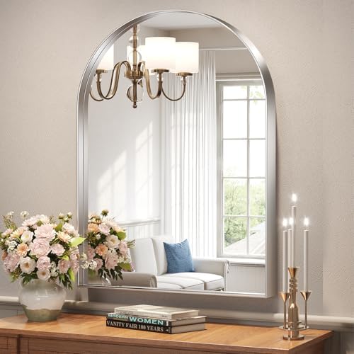Brightify Arched Mirror, 32 x 40 Inch Silver Arch Mirror by Brightify