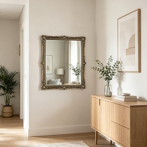 OIGUMR Wall Mirror, Freestanding or Wall Mount, Antique Gold, 13x 16 inch - Image 4