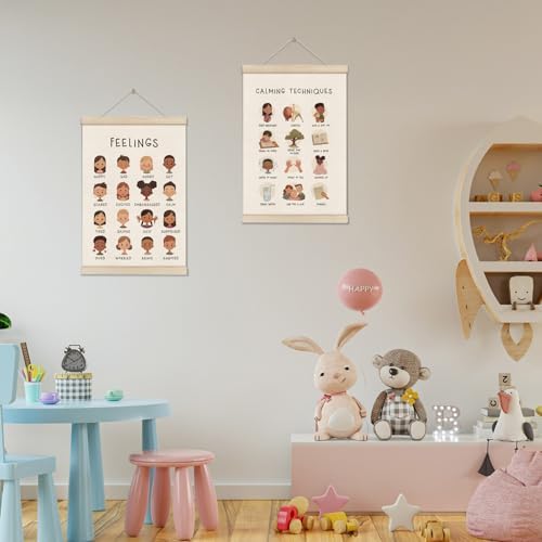 Emotions Feelings Chart for Kids, Calming Techniques Poster Hanger Frame - Image 5