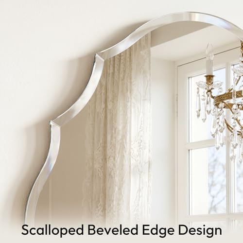 22" x 28" Frameless Scalloped Wall Mirror, Beveled Edge Bathroom Vanity Mirror - Image 2
