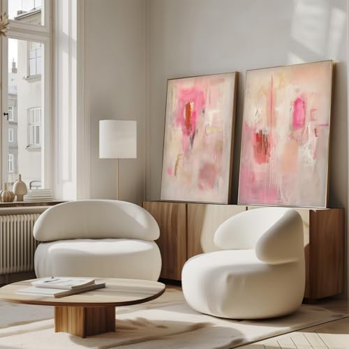 ZHGYGBN Modern Wall Art Pink Beige Abstract Set of 2 16x24 Inch Unframed - Image 6