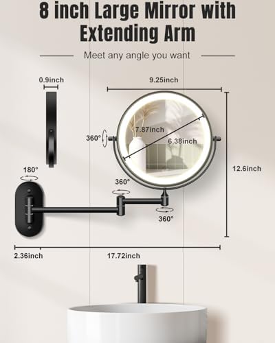 VFD 8'' 30X/1X Wall Mounted Lighted Magnifying Makeup Mirror - Image 6