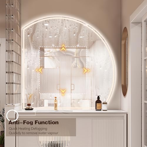 Niccy Half Moon LED Bathroom Mirrors, Irregular Backlit Vanity Mirror - Image 5