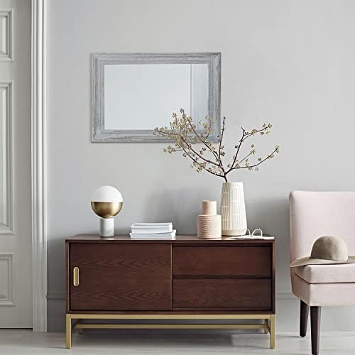 Rectangle Wooden Mirror with Framed Retro Hanging Mirrors Large 20"x16" - Image 5