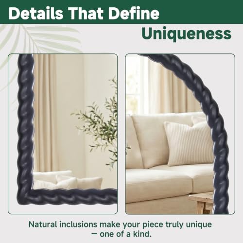36"x24" Arched Solid Wood Farmhouse Decorative Wall Mirror - Image 4