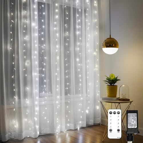 suddus Curtain Lights Outdoor, 300 Led 9.8ft x 9.8ft Hanging String Lights by SUDDUS