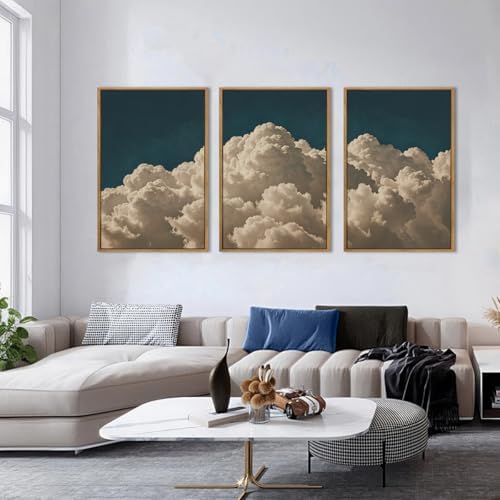 IARTTOP Extra Large Navy Blue Cloud Wall Art 24x36 Inch Framed Abstract Modern - Image 4