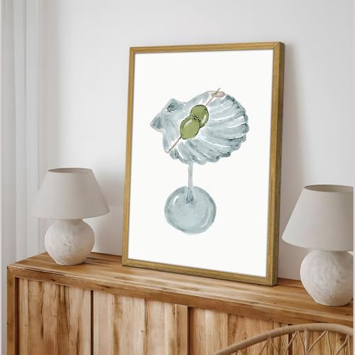 Wood Framed Funky Martini Posters Wall Art Set of 3, Vintage Preppy Aesthetic - Image 6