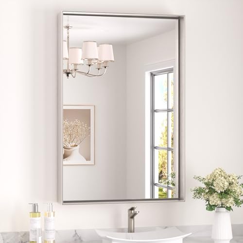Keonjinn 24x36 Inch Nickel Bathroom Mirror by Keonjinn