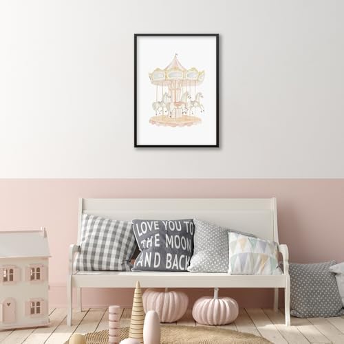 Pink Watercolor Carousel Wall Art Fashion Cute Kids Canvas Poster 16x24 inch - Image 5