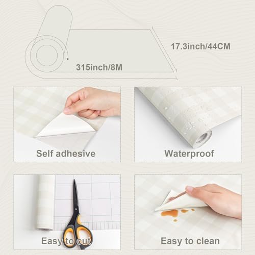Cohoo Home Plaid Peel and Stick Wallpaper Gingham Checkered 17.3''×315'' - Image 2