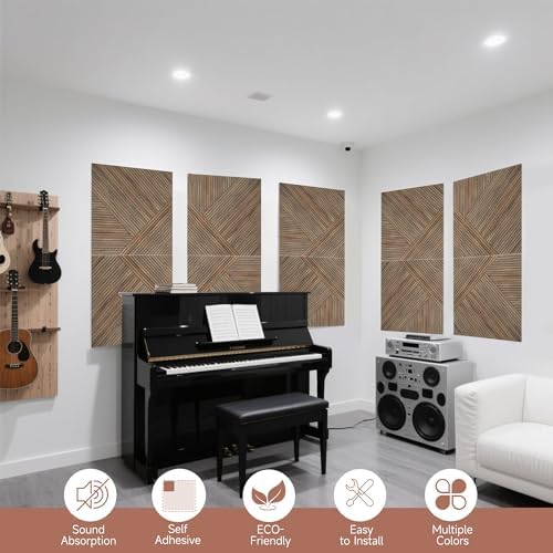 TO-TH Acoustic Panels Self-Adhesive Sound Proof Panel 6Pack, Natural Walnut - Image 5