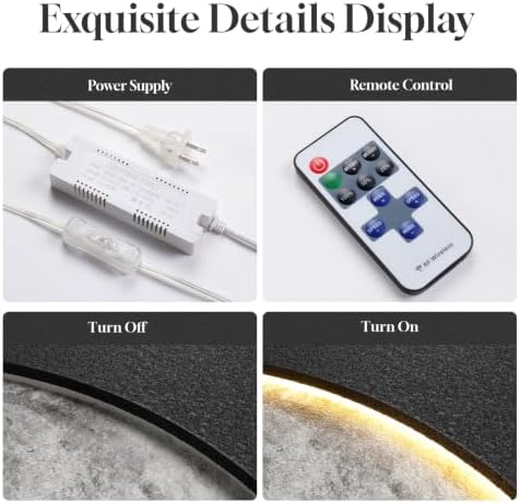 Cuspin Large 3D LED Moon Wall Art, 24x36 In - Image 5