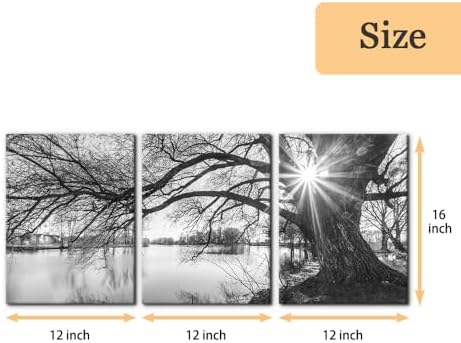 Pacimo Canvas Print Wall Art Old Tree by Lake Nature Photography Modern Home - Image 4