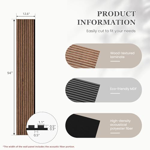4 Pack Wood Salt Acoustic Wall Panels 94" x 12.6" x 0.8" - Image 3